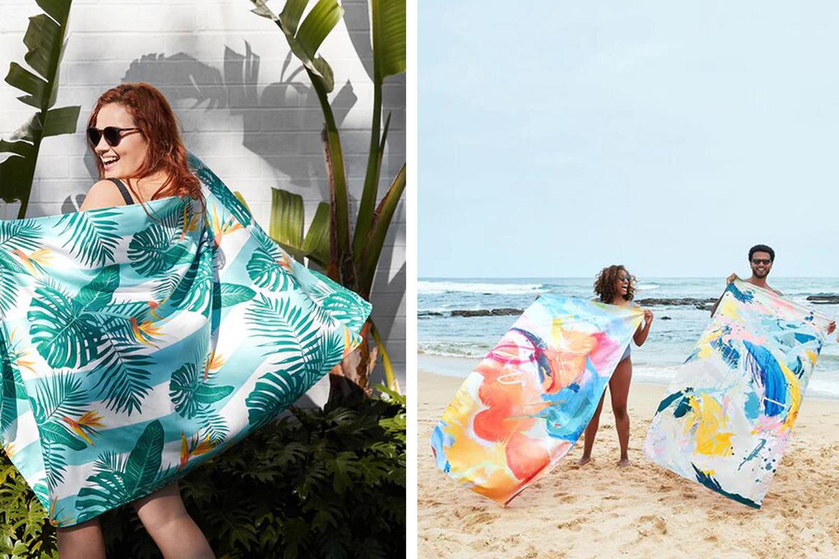 Schnelltrocknende Strandtücher von Dock&Bay in den Mustern Perfect Paradise und Life Unfolding