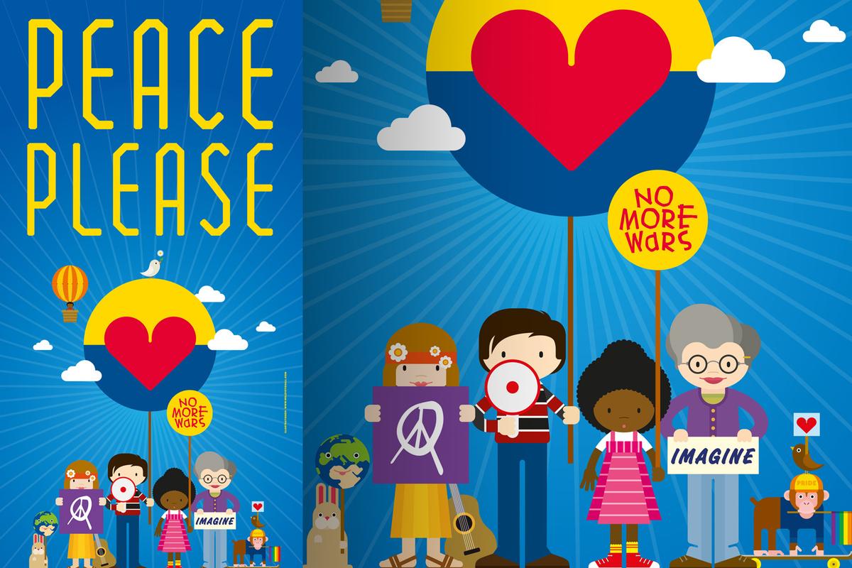 Ukraine-Poster von Rike Hofmann für die Marien Apotheke