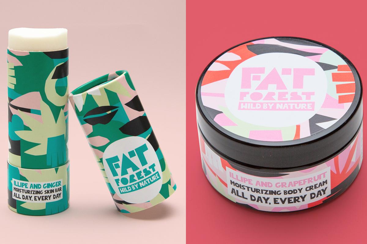 Fat Forest Skin Bar mit Ingwer und Illipebutter und Bodycreme im Tiegel mit Grapefruit
