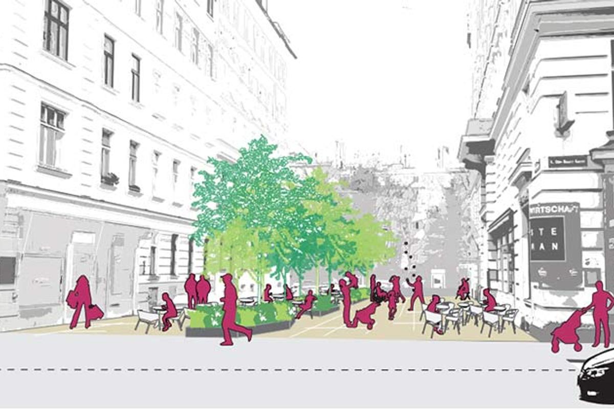 Geplante Begegnungszone in der Otto Bauer Gasse 2019