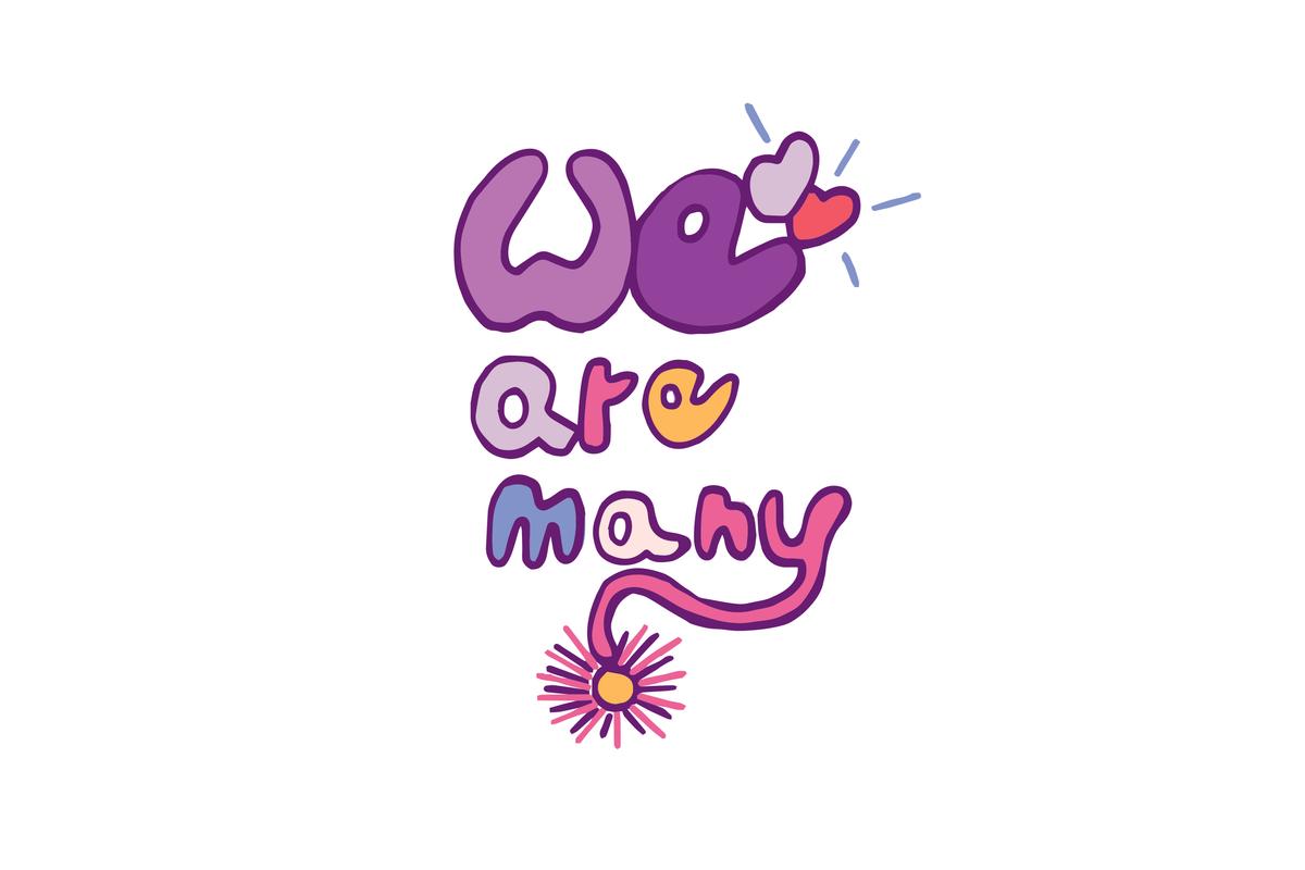 Das Motto des Diversity Balls 2024 "We are many" in illustrierter Schrift von Sabine Tollkühn-Klein